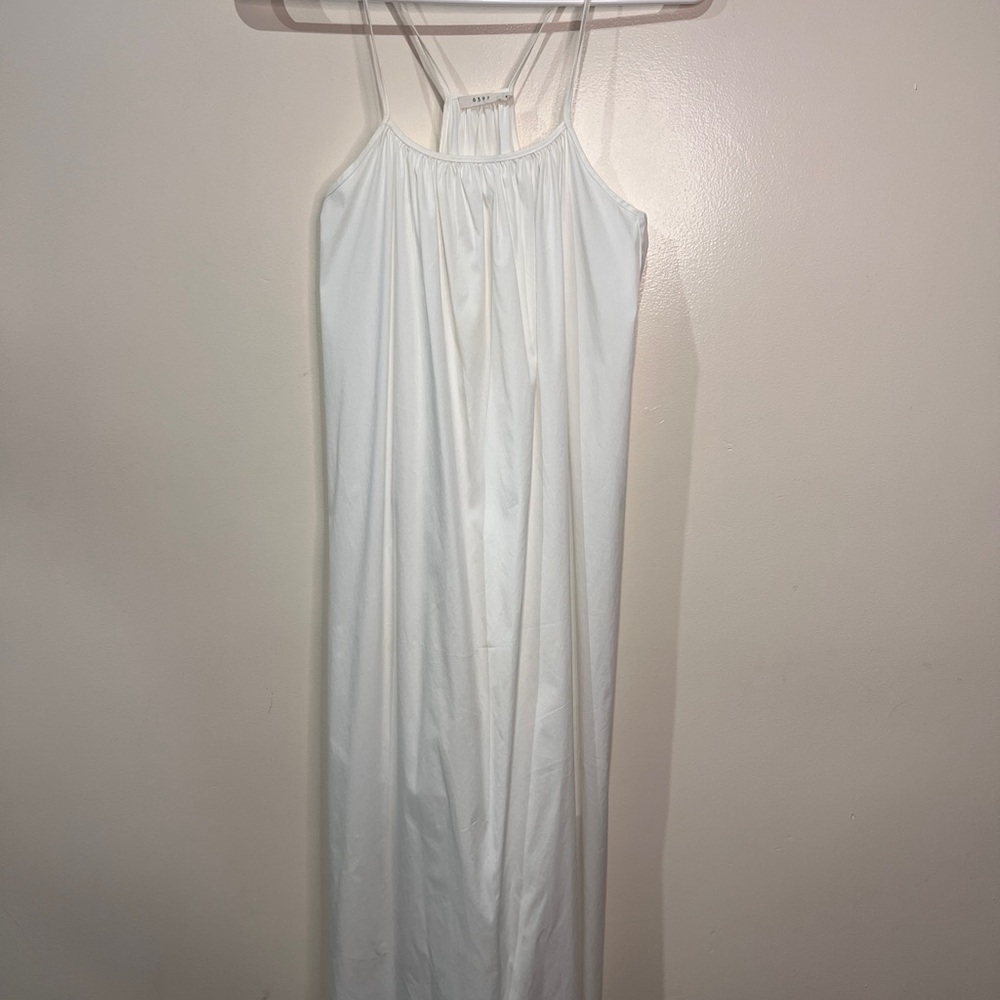 6397 Women’s White Midi Dress Size XS Strappy Minimal Cotton With Pockets